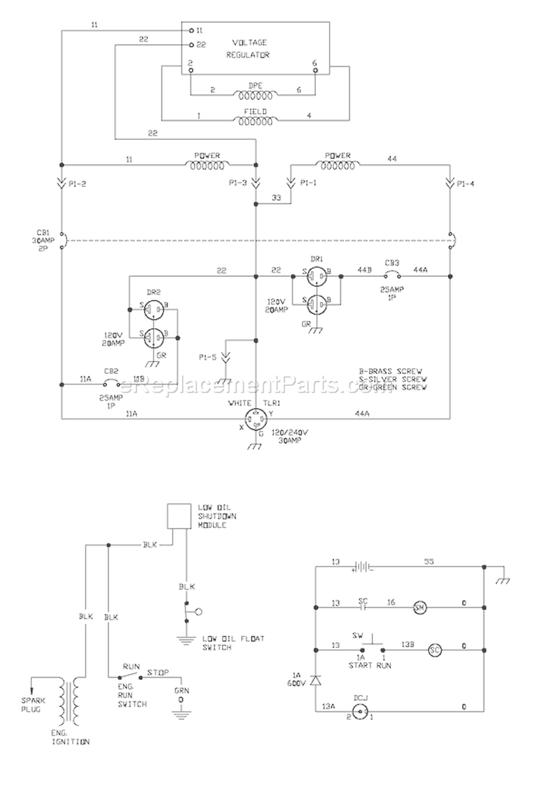 Page E Diagram and Parts List for 030210-2  Briggs and Stratton Generator